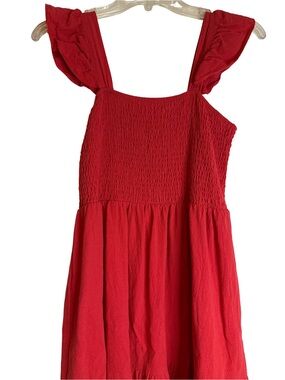 SHEIN Red Maxi Dress with Ruffle Straps, sz 6/M